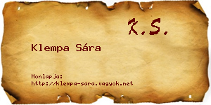 Klempa Sára névjegykártya