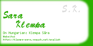 sara klempa business card